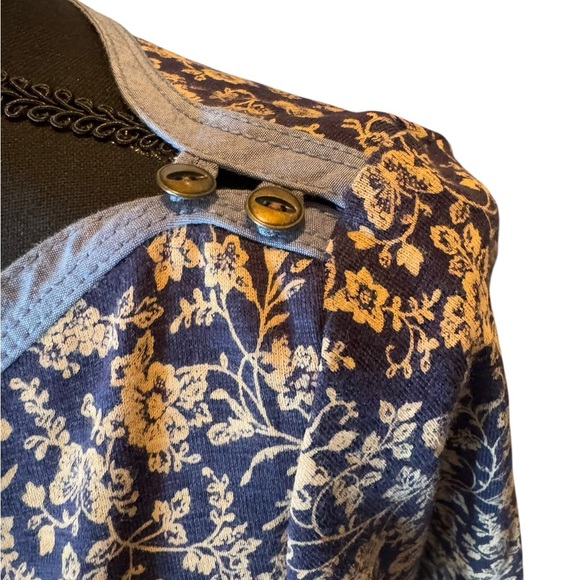 Vintage Lauren Ralph Lauren Fit and Flare Floral Dress Size Small Blue Cream 038 - Picture 3 of 9